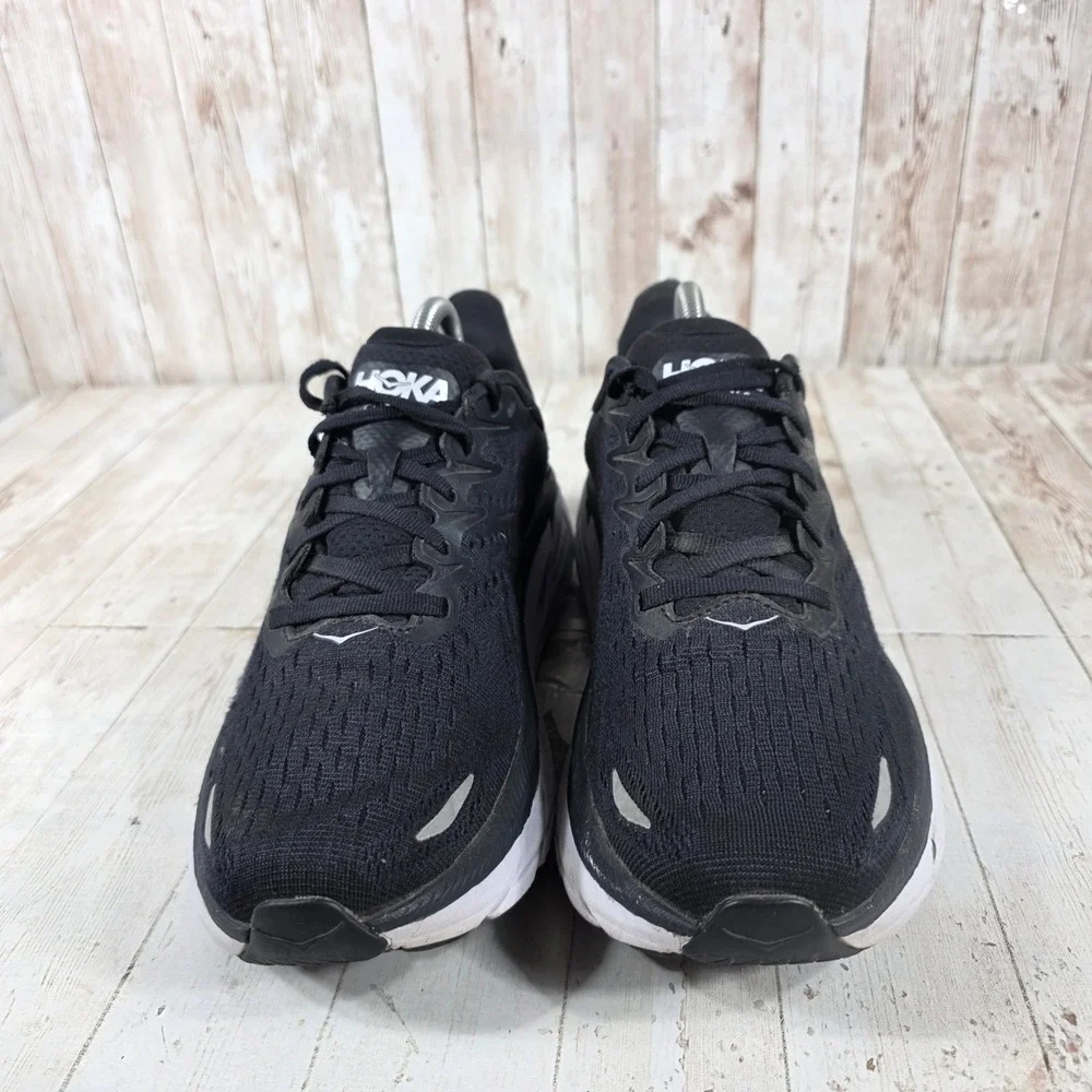 Hoka Clifton 8 Womens Running Shoes Black White 1119394 BWHT Size 9B